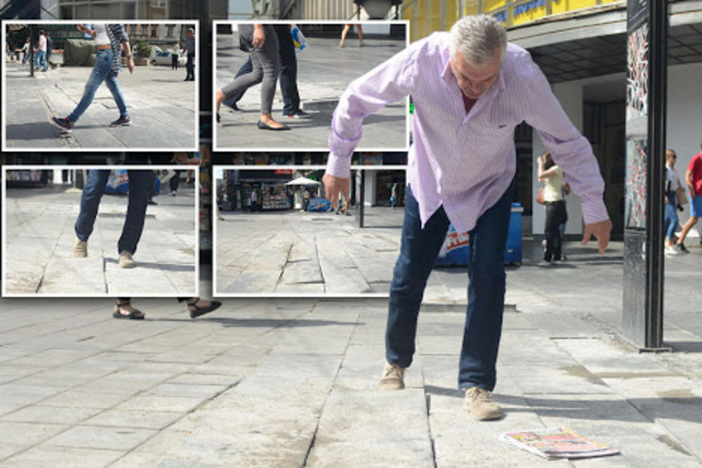 NEKO ĆE OVDE GLAVU DA SLOMI! Građani SURFUJU NA SUVOM usred Kneza zbog popucalih ploča koje su rekonstruisane pre dva meseca! (FOTO)