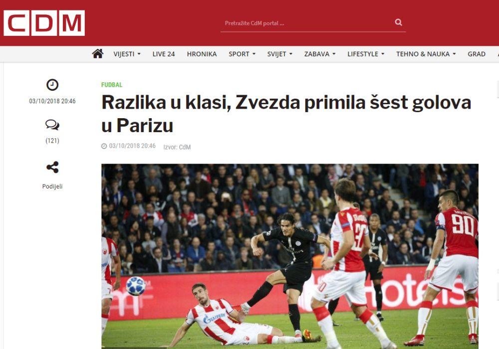 Crnogorski CDM o debaklu Zvezde u Parizu  