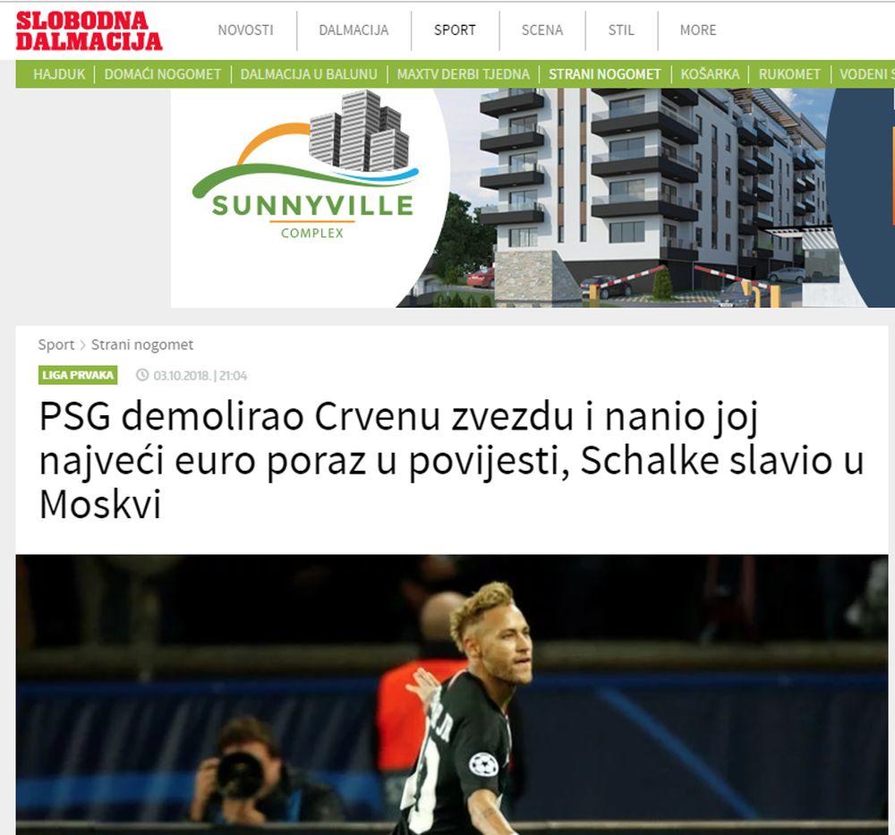 Slobodna Dalmacija o debaklu Zvezde u Parizu  
