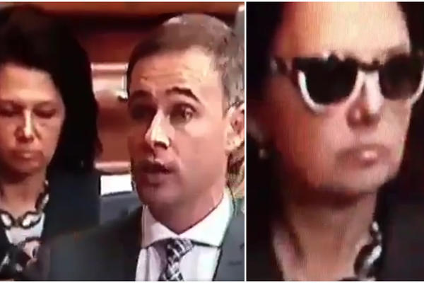 PRVO JE GLEDALA U POD, A POSLE JE OD SRAMOTE STAVILA NAOČARE! Sandra je zbog govora svog druga napravila skandala