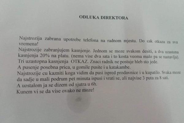 CRNOGORAC UVEO PRAVILA U SVOJU FIRMU: Za korišćenje telefona otkaz za SVA VREMENA, a tek za PUŠENJE... (FOTO)