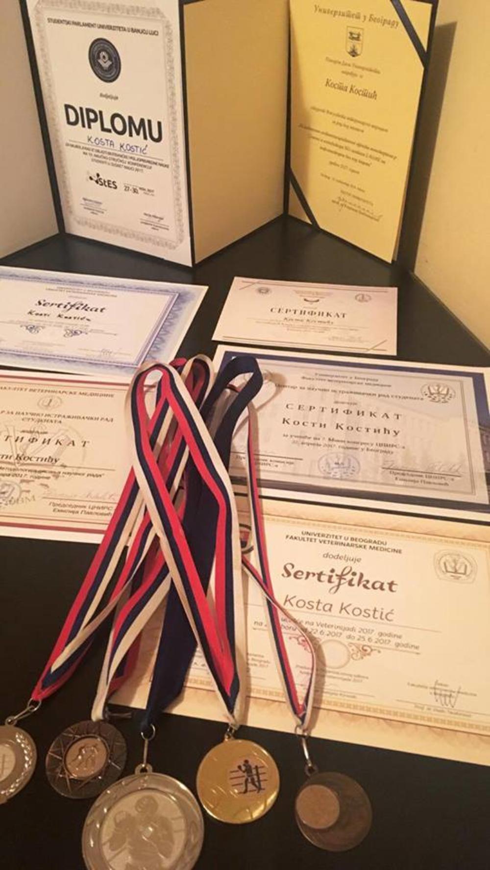 Kosta Kostić, medalje  