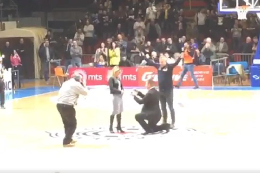 PROSIDBA U PIONIRU: Čuvena maskota Čempi zaprosio devojku na centru terena - šta mislite da li je pristala?