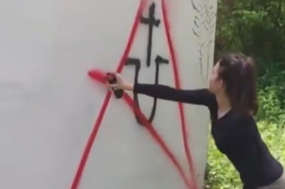 MLADA I LEPA HRVATICA JE VIDELA USTAŠKI ZNAK NA ZIDU: A onda je u ruke uzela CRVENI SPREJ! (VIDEO)