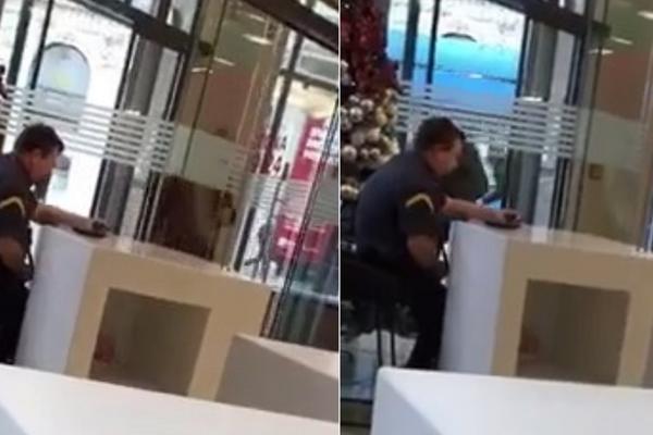 SNIMAK ČUVARA U BANCI JE ZGROZIO SVE: Ruku je spustio u međunožje, a onda... (VIDEO)