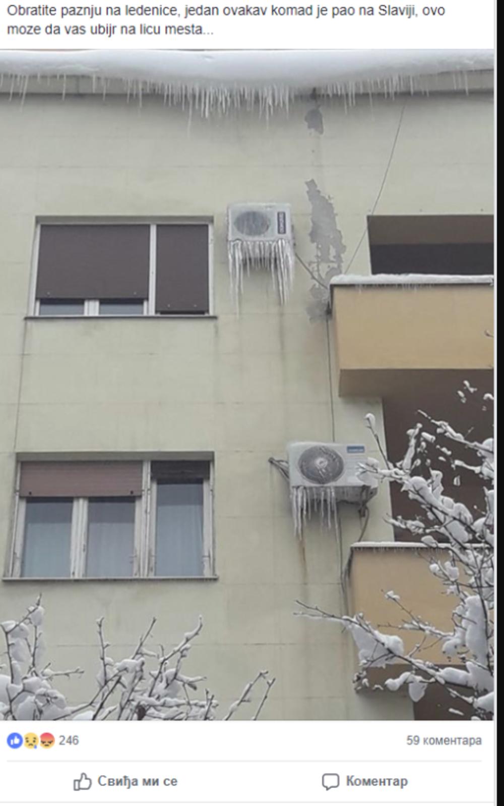 Ledenice na krovu jedne beogradske zgrade  