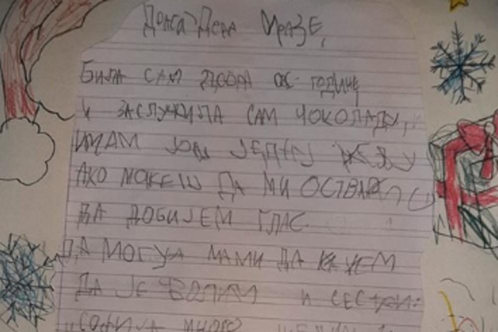 ZBOG PISMA OVE DEVOJČICE CELA SRBIJA PLAČE: Ono što je poželela od Deda Mraza slama srce! (FOTO)