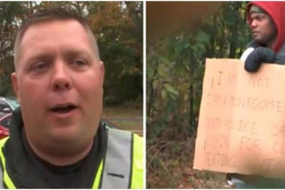 PRETVARAO SE DA JE BESKUĆNIK NOSEĆI KARTON SA OVOM PORUKOM: Mnogi vozači su upali u njegovu zamku! (VIDEO)