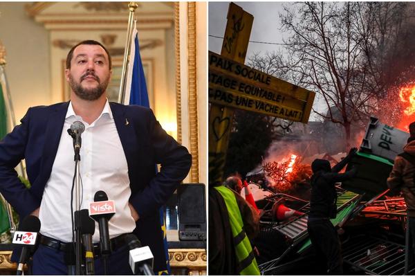 POČEO VELIKI POLITIČKI RAT U EVROPSKOJ UNIJI! Salvini PODRŽAO ŽUTE PRSLUKE, kakav PRST U OKO MAKRONU!