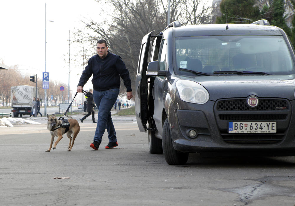 Vodič Dejan sa psom Herom izvodi 'akciju'    