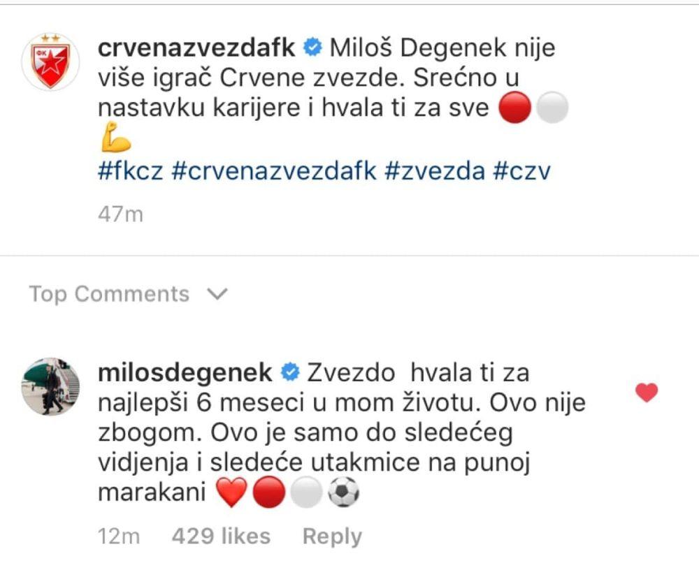 Miloš Degenek je poslao poruku zvezdašima i voljenom klubu  