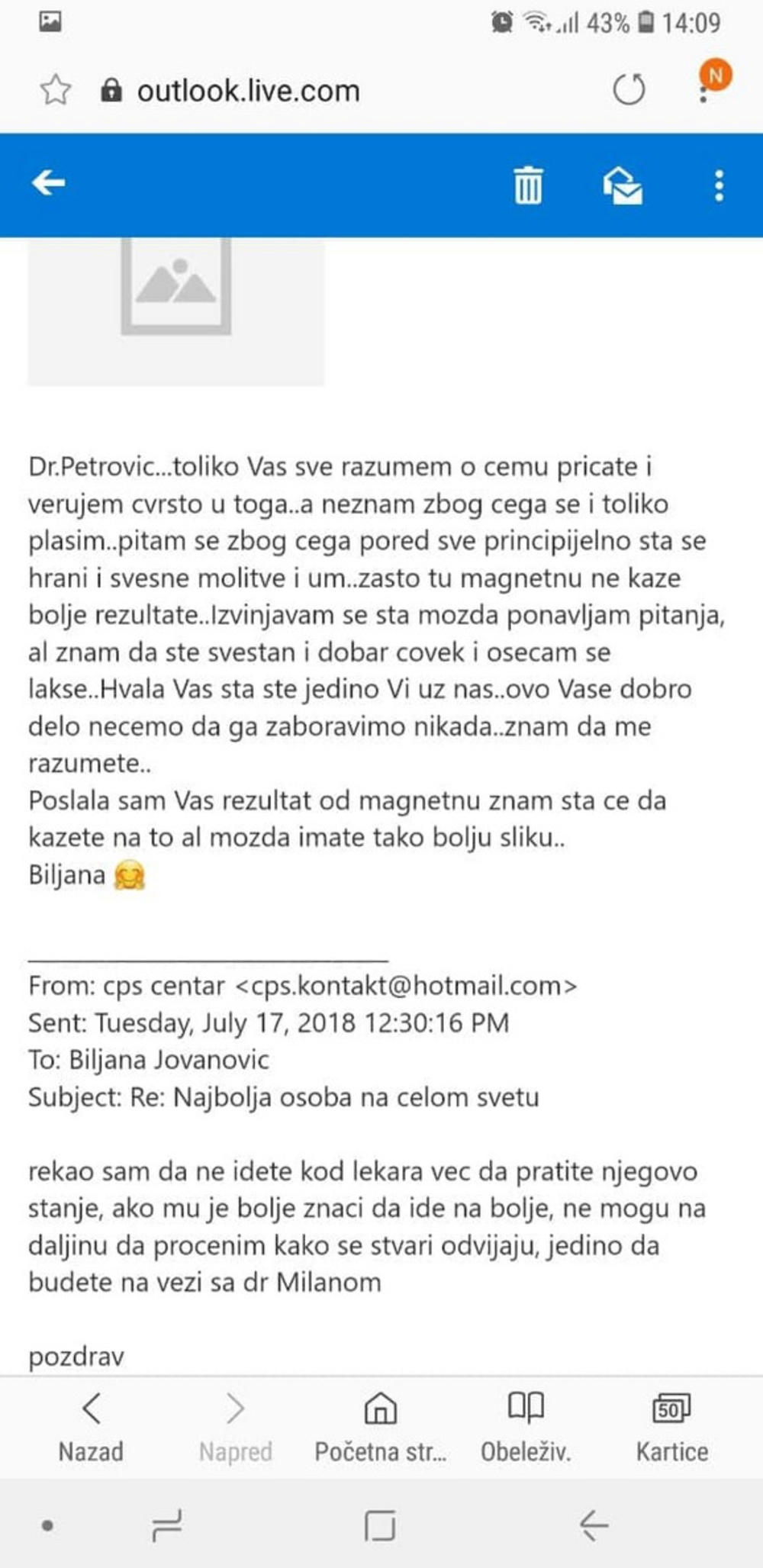 Poruke koje je Miroljub razmenjivao sa Biljanom  