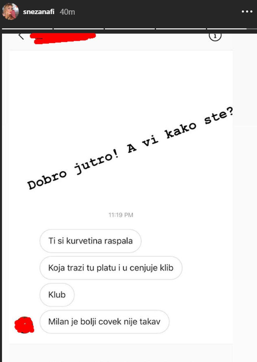 Snežana Filipović je i ovakve poruke dobila