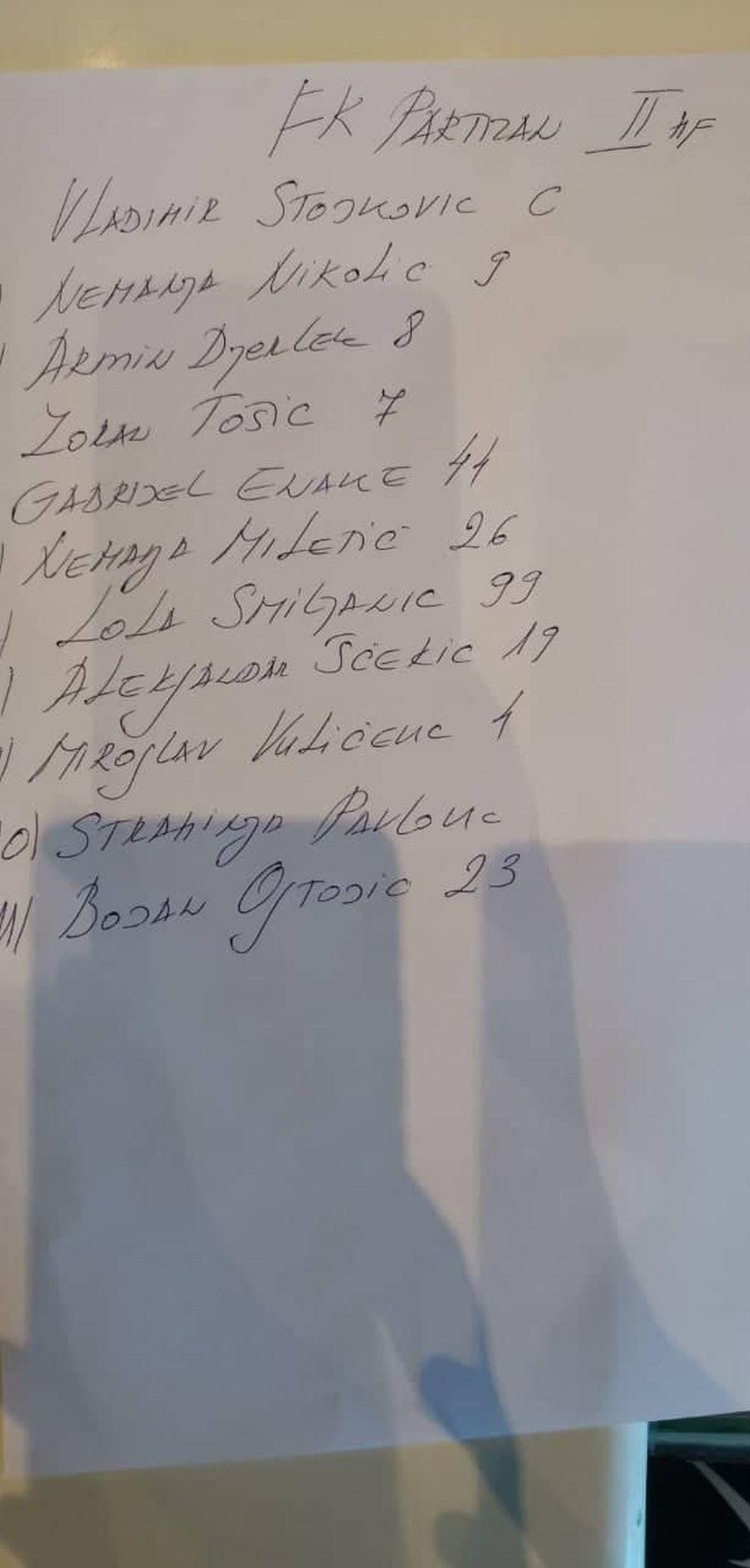 Partizanova postava u drugom poluvremenu