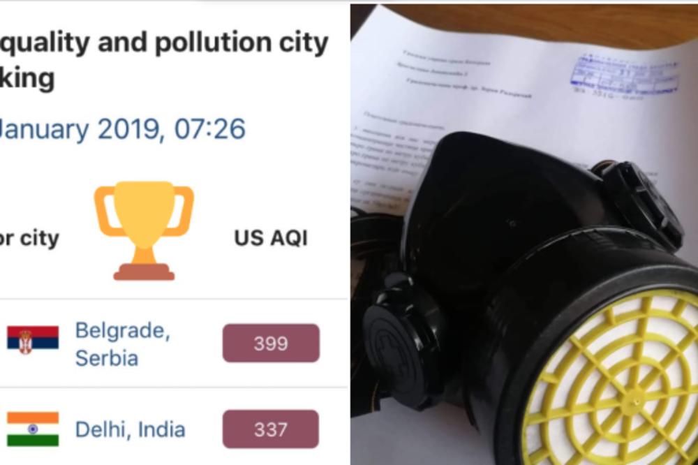 ONI SU GRADONAČELNIKU DALI GAS MASKU: Inicijativa reagovala jer je vazduh danas u Beogradu najzagađeniji