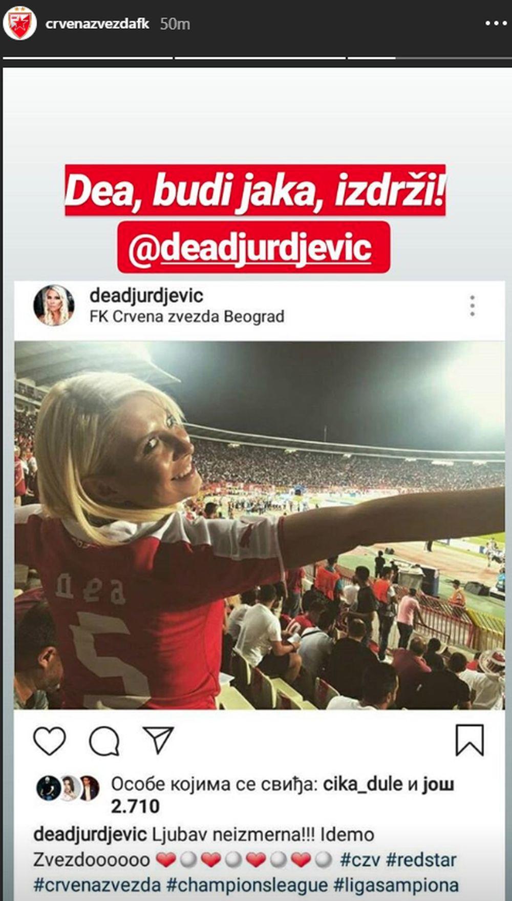 Crvena zvezda šalje poruku podrške Dei Đurđević