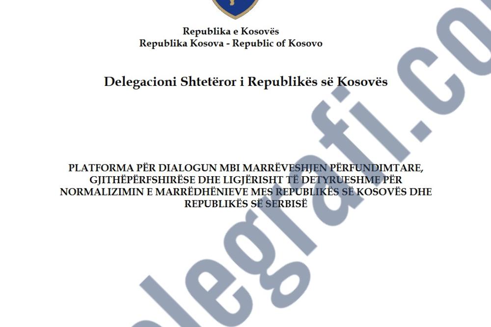 PRIŠTINA OBJAVILA PLATFORMU O DIJALOGU SA BEOGRADOM: Evo šta u njoj zaista piše i kakvu poruku Albanci šalju Srbima