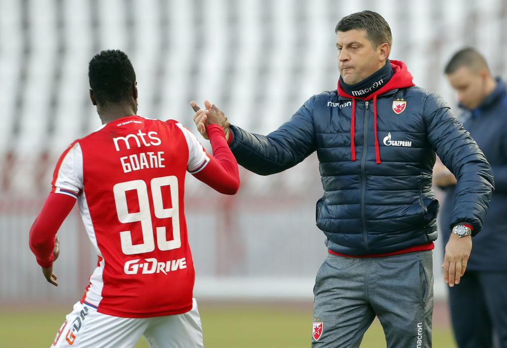 Vladan Milojević i Ričmond Boaći posle gola  