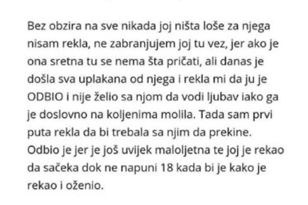 STVARNO NIJE U REDU ŠTO JE OŽENJENI STARIJI DEČKO MOJE ĆERKE ODBIO DA VODI LJUBAV S NJOM! Pismo majke KIDA BALKAN!