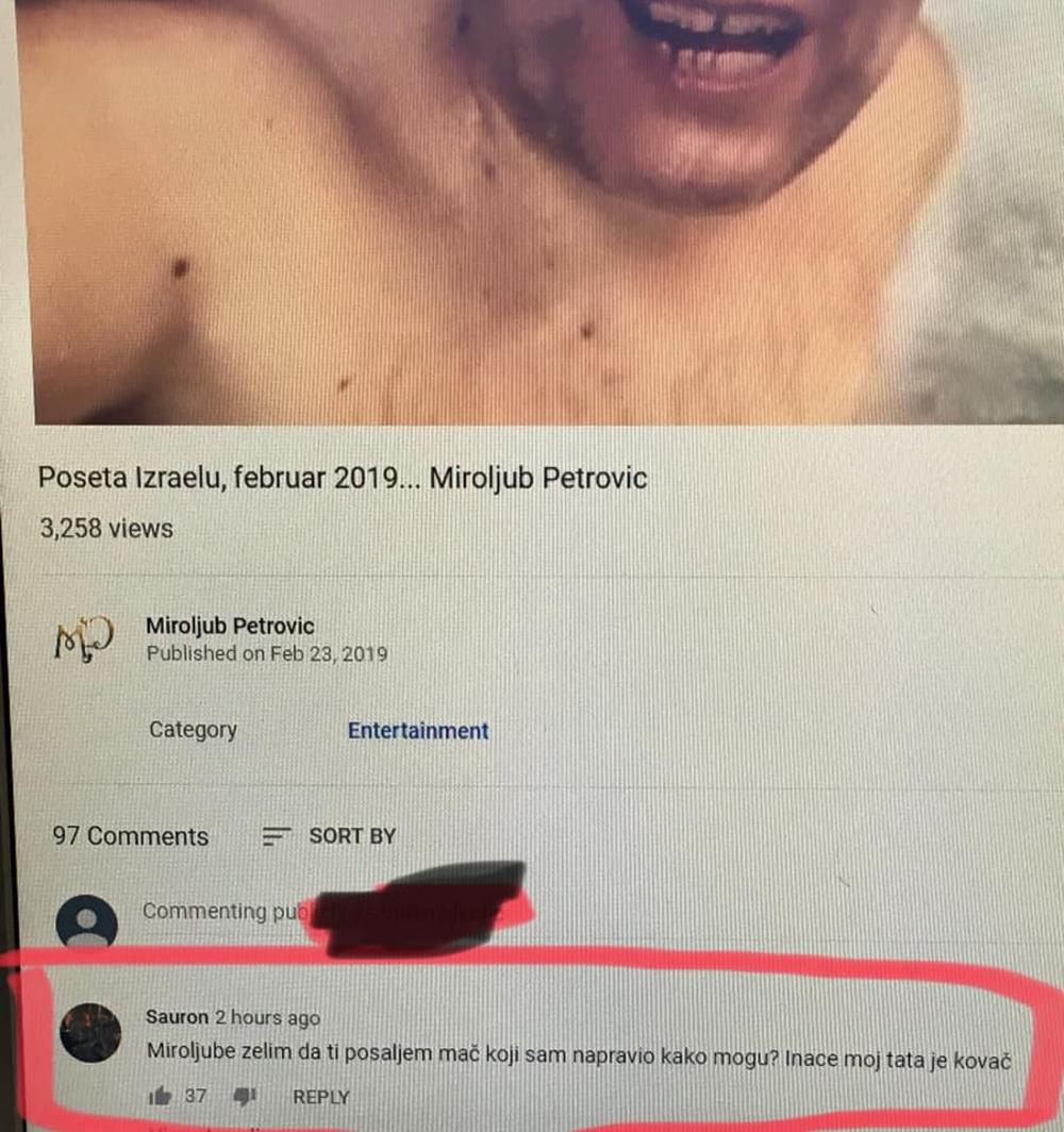 Komentar ispod najnovijeg videa Miroljuba Petrovića  