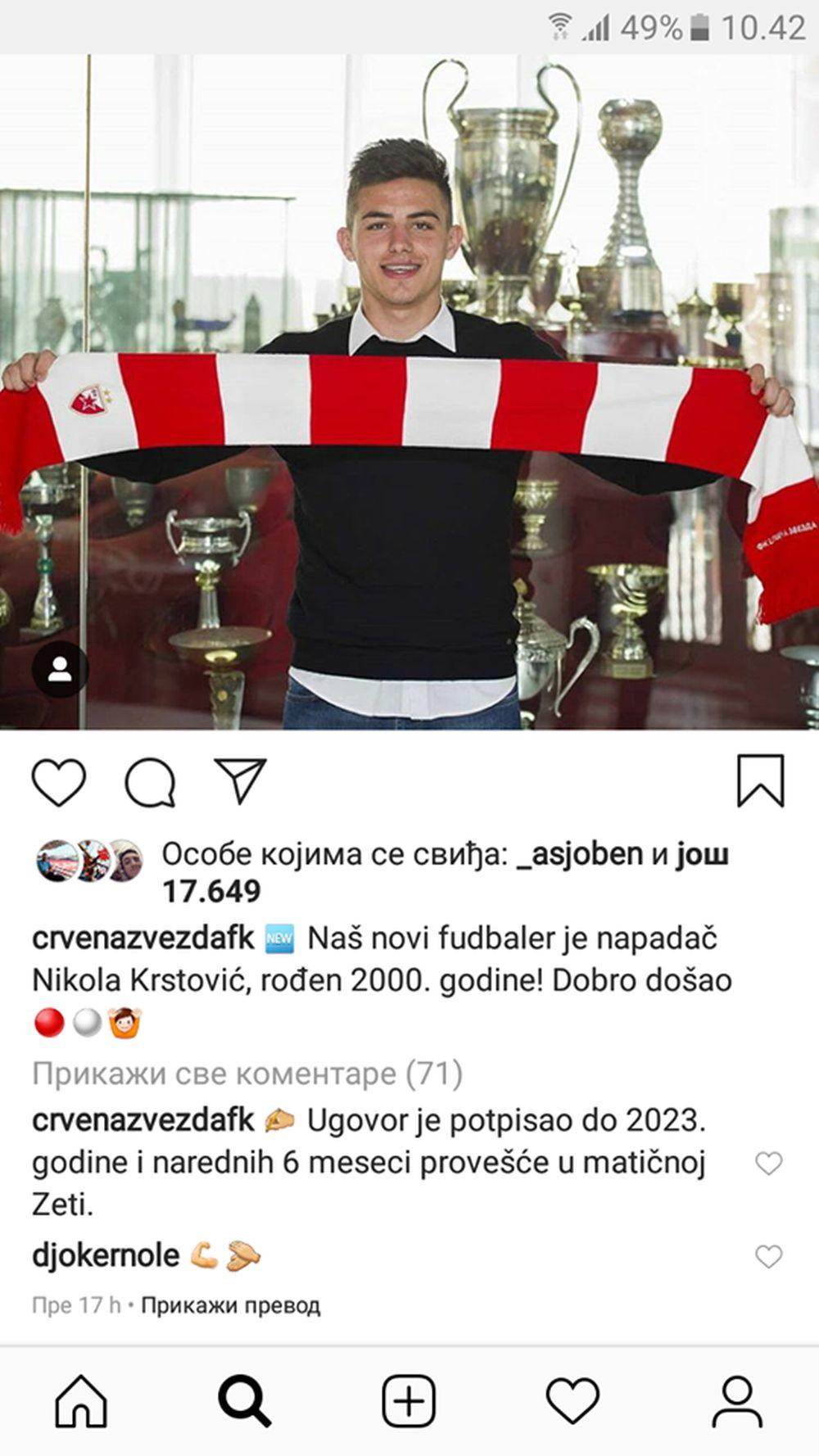 Novak Đoković se oglasio zbog dolaska Krstovića u Zvezdu