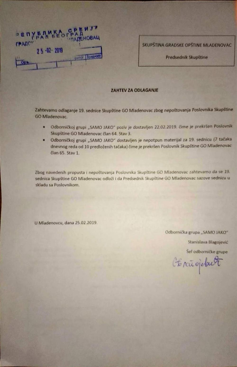 Zahtevi pokreta Samo jako  