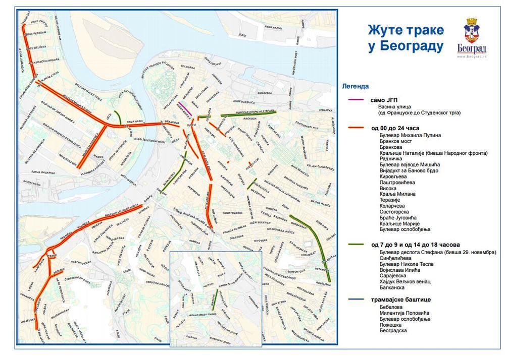 Žuta traka u njima važi samo od 7 do 9 i 14 do 18 sati.