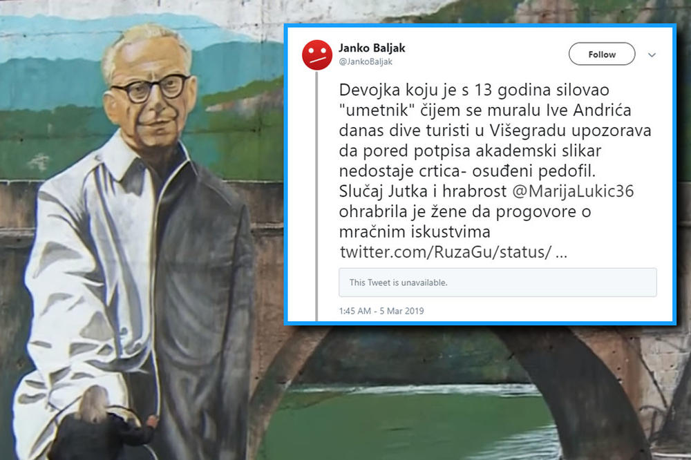 PORED POTPISA AKADEMSKI SLIKAR NEDOSTAJE - OSUĐENI PEDOFIL! Najveći mural u Višegradu delo OSUĐIVANOG umetnika