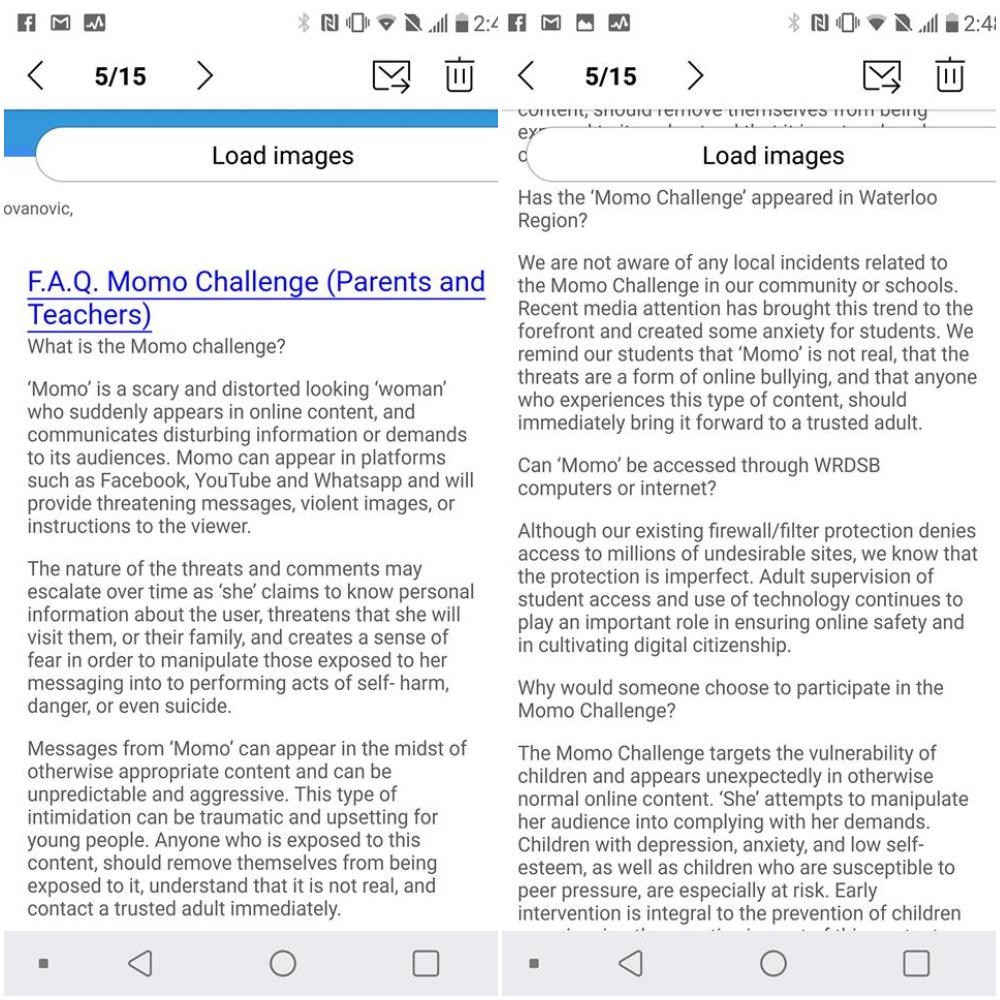 Poruka koju je škola poslala roditeljima u vezi Momo izazova  