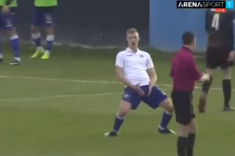 HOĆEŠ DA BUDEŠ, ALI NISI TI RONALDO: Hrvat popio crveni karton jer se hvatao za međunožje slaveći gol!