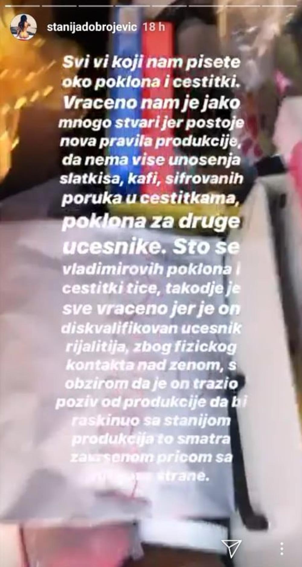 Objašnjenje na Stanijinom profilu koji trenutno vodi njen PR tim