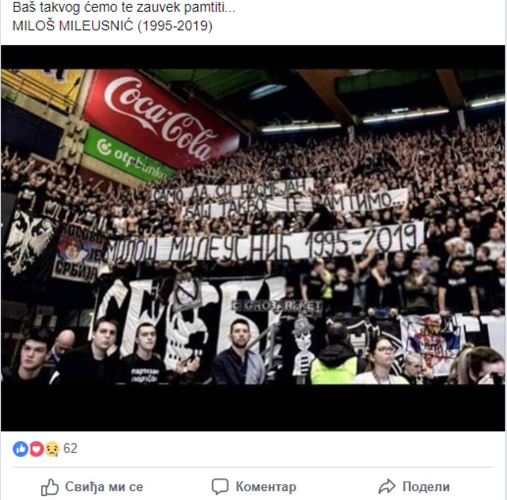 Miloš je bio strastveni navijač Partizana  