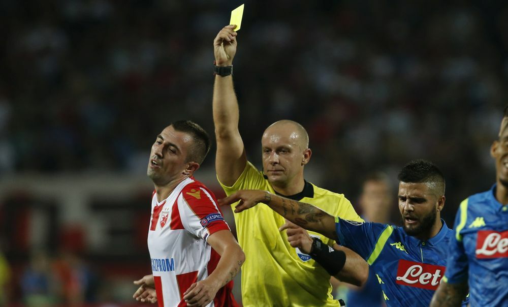 Šimon Marčinjak na utakmici Crvene zvezde i Napolija u grupnoj fazi Lige šampiona u sezoni 2018/19