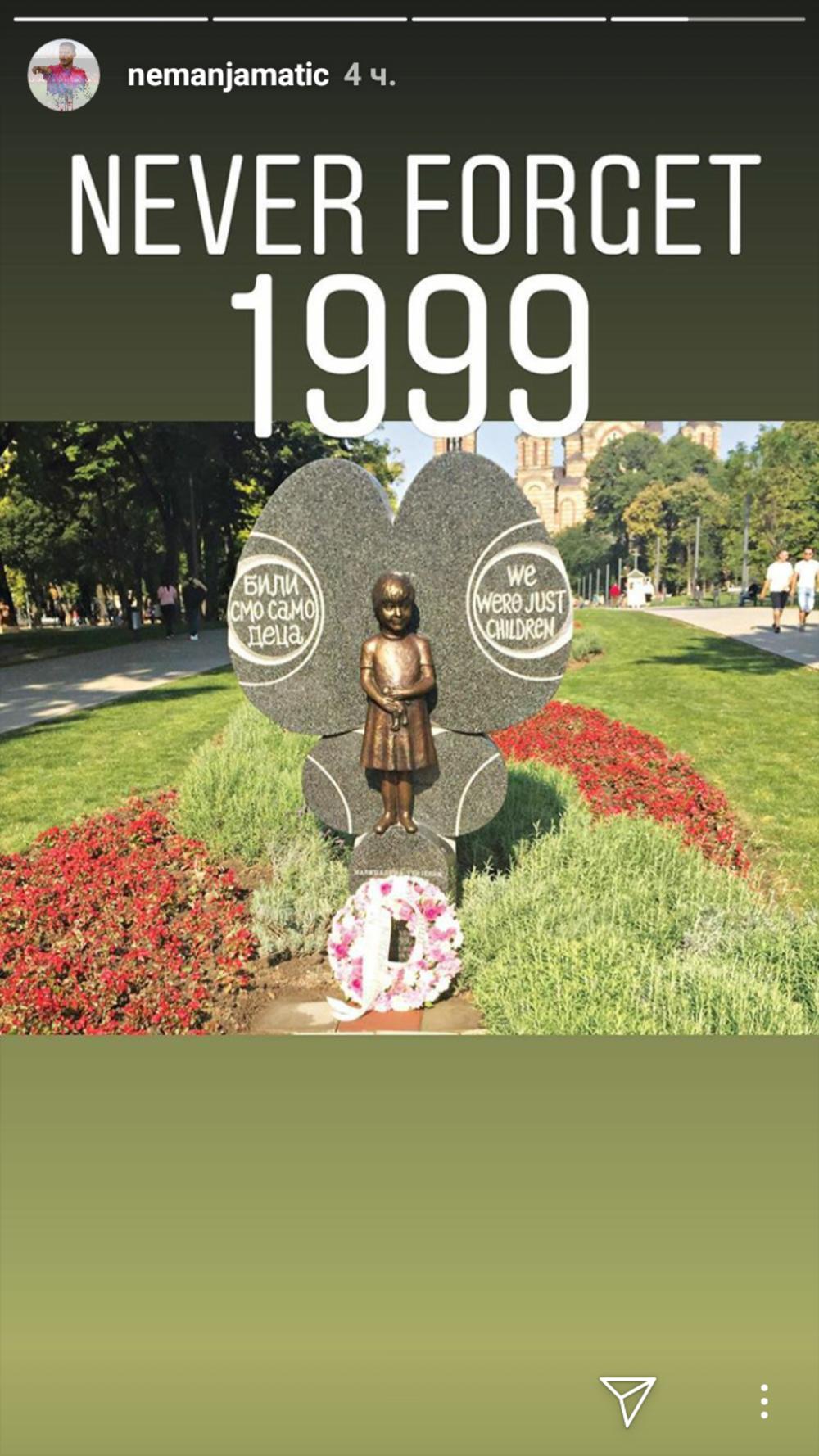 Nemanja Matić je podsetio na žrtve bombardovanja