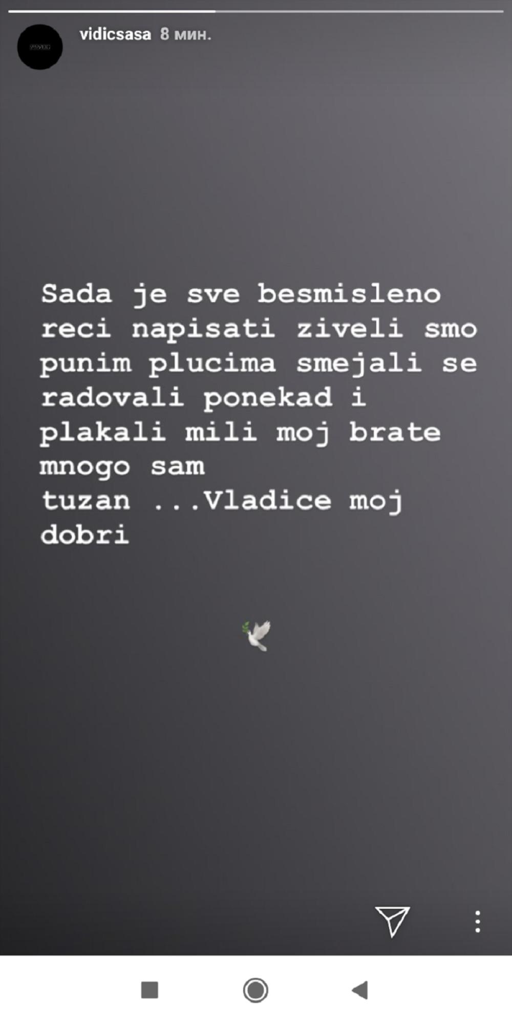 Saša se dirljivom porukom oprostio od drage osobe