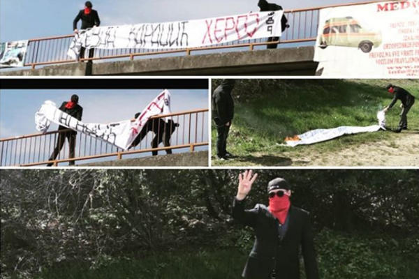 RADOVAN KARADŽIĆ (NI)JE HEROJ! U Novom Sadu spaljen transparent posevećen vođi bosanskih Srba (FOTO)