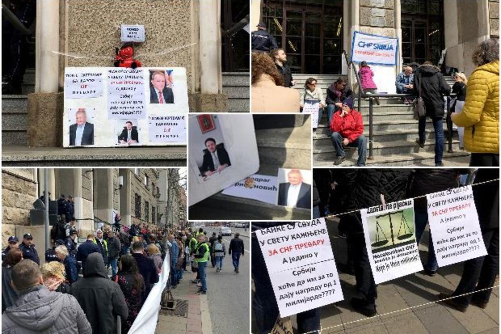 IZ ZGRADE SUDA SU ZADUŽENE U ŠVAJCARCIMA GAĐALI JAJIMA I POLIVALI VODOM! Skandal na protestima u centru Beograda