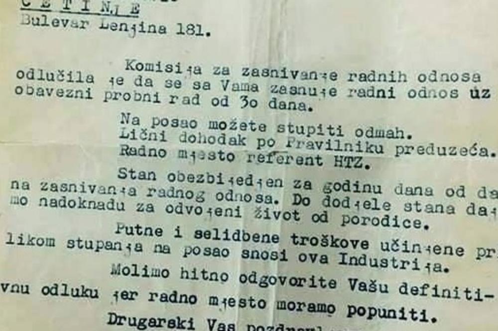 STAN OBEZBEĐUJEMO ZA GODINU DANA: Ovako je izgledao PRIJEM NA POSAO U JUGOSLAVIJI! (FOTO)