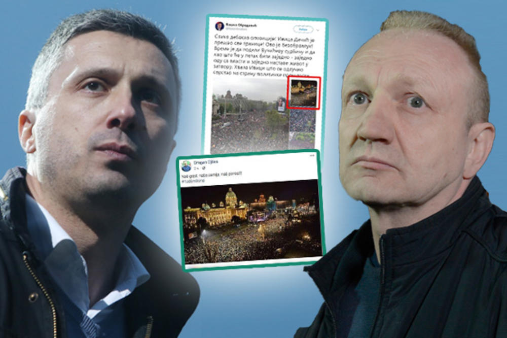 OBRADOVIĆ I ĐILAS GLUME DEDA MRAZA U APRILU! Objavili fotku sa dočeka Nove godine, pa napisali da je sa PROTESTA!