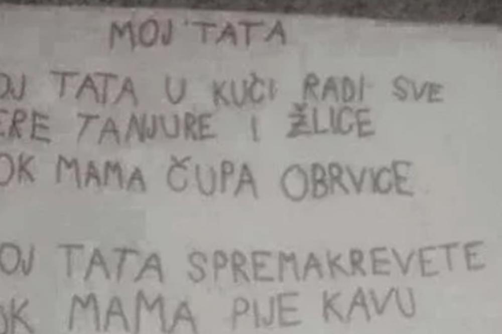 DETE NAPISALO PESMU O TATI, I NASMEJALO CEO REGION! Neki očevi će se prepoznati u ovome! (FOTO)
