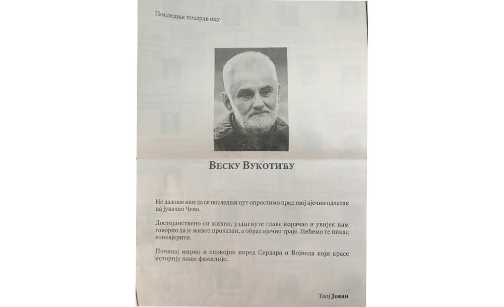 Čitulja za Veselina 