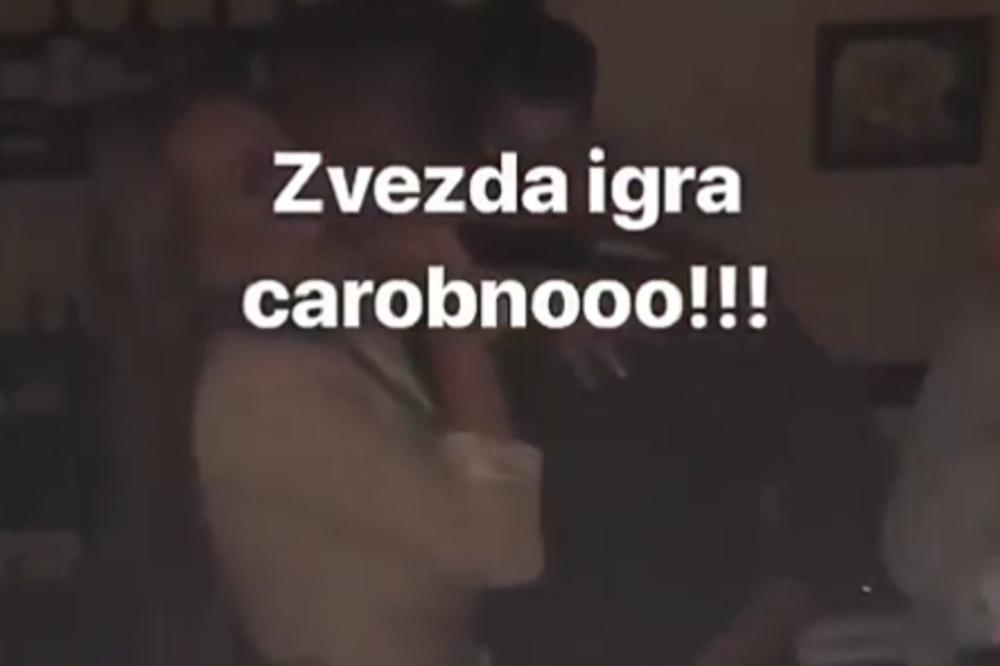 IGRAČI ZVEZDE ZAPALILI KAFANU POSLE POBEDE U DERBIJU: Pevačica im ispunila sve želje, za svaku je dobila poljubac!