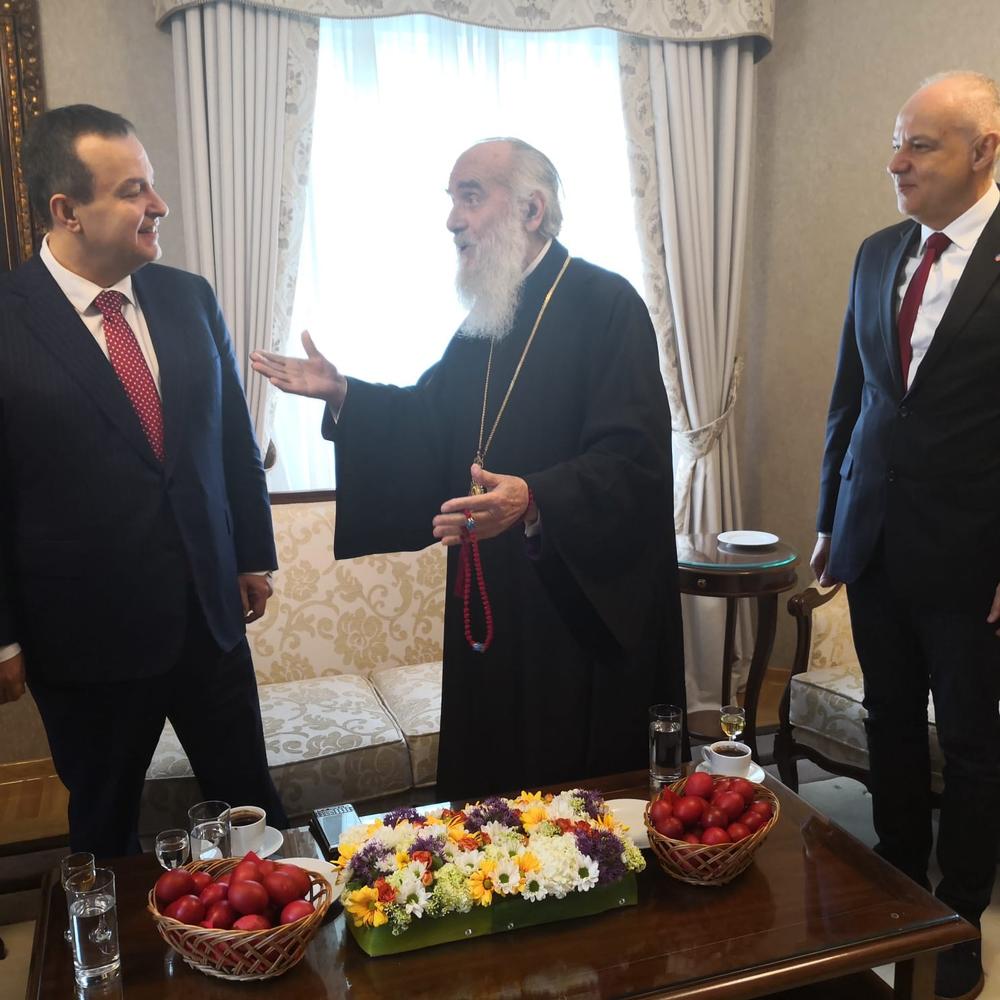 Ivica Dačić, patrijarh Irinej i Zoran Radojičić 