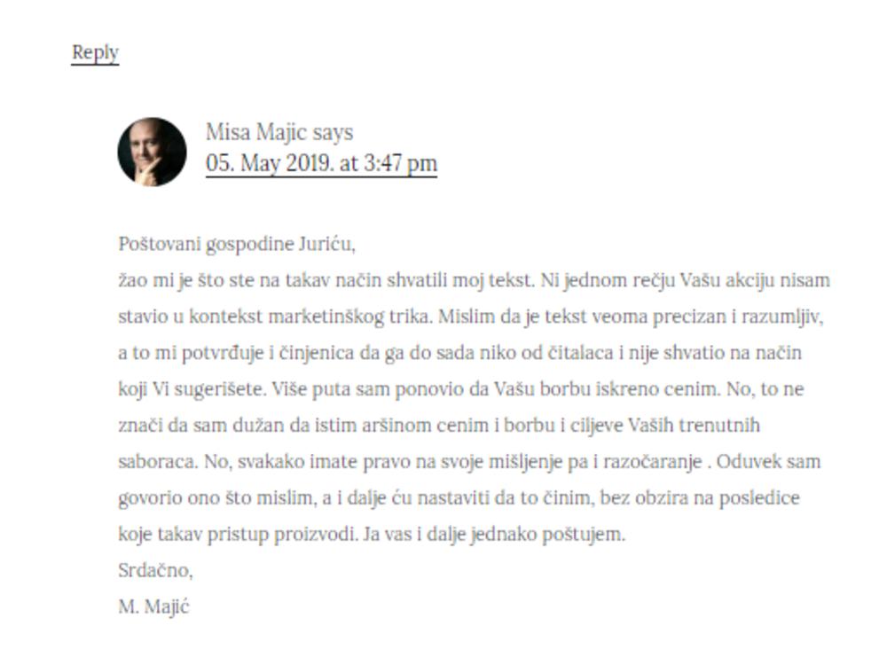 Odgovor Miše Majića  