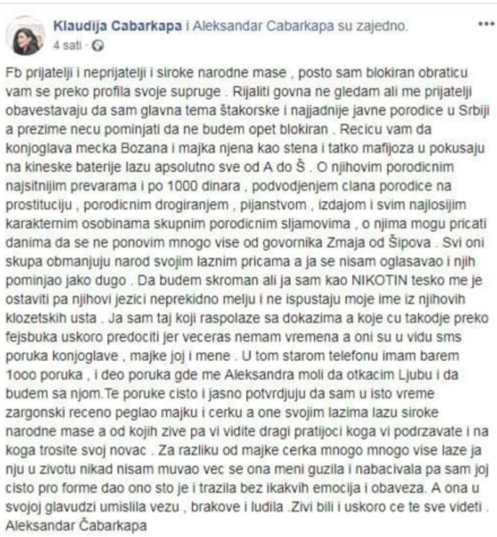 ČABARKAPA OTKRIVA KAKAV JE KARAĐORĐE KRIMINALAC! On nam je čuvao OTIRAČ ...