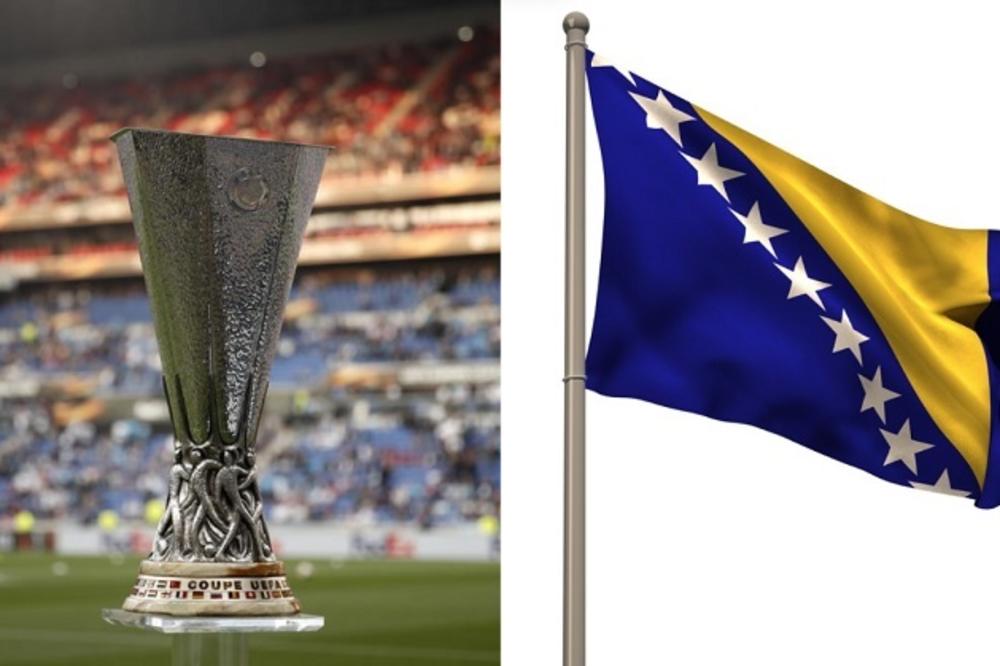STRAVIČAN SKANDAL UEFA: Ratnička zastava Bošnjaka iz 90-ih umesto prave zastave BiH na trofeju Lige Evrope!