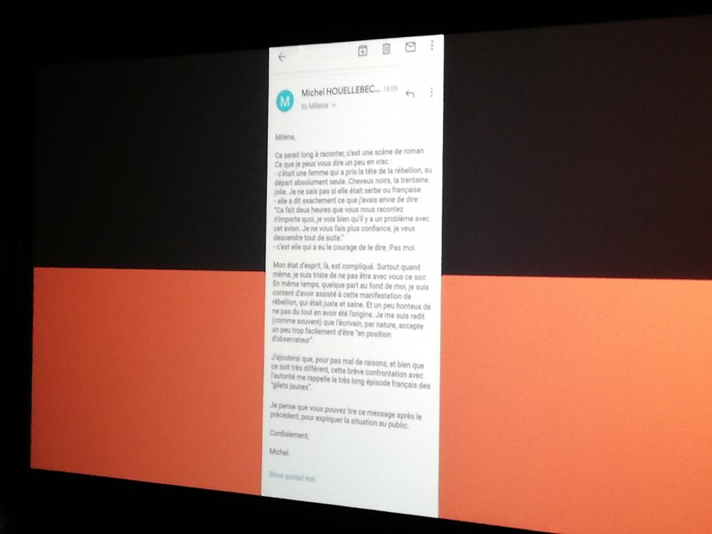 Uelbekov e-mail publici festivala  