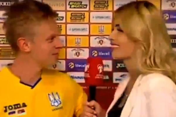 PRELEPA NOVINARKA NIJE ZNALA ŠTA JE SNAŠLO: Ukrajinac slavio pobedu nad Srbijom, pa je iz čista mira poljubio!