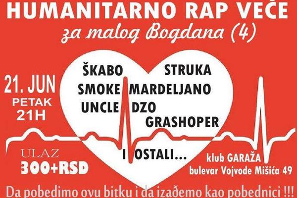 ZA MALOG BOGDANA: Humanitarno rep veče u klubu Garaža