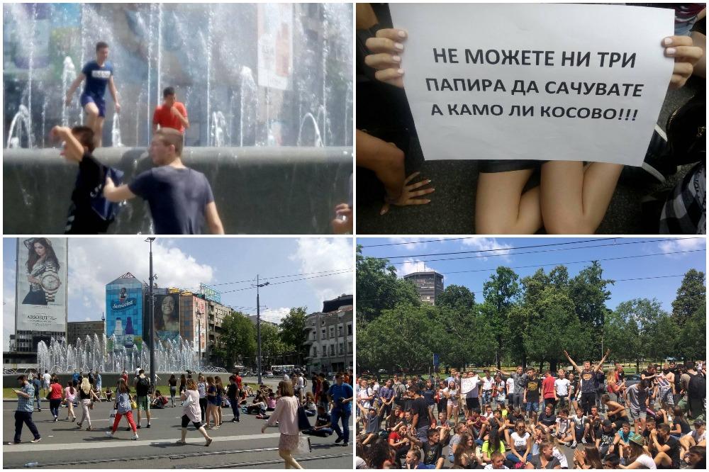 NAVIJAČI PROTESTVOVALI SA MATURANTIMA! Orilo se KOSOVO JE SRCE SRBIJE ispred Ministarstva prosvete!(FOTO) (VIDEO)